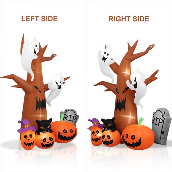 1 Set 2.4m LED Inflatable Tree Ghost Pumpkin Air Blown Up Model Decoration For Yard Garden Party US Plug