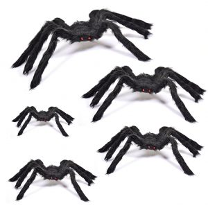 Black Big Halloween Plush Spiders Realistic Scary Hairy Spiders & Web
