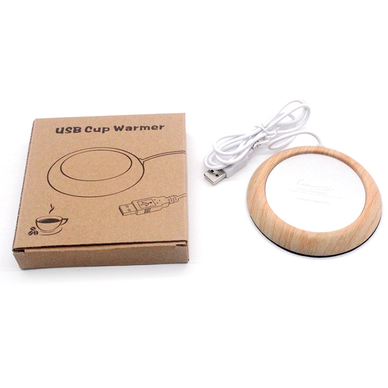 Portable USB Wood Grain Cup Warmer Heating Beverage Mug Mat Coffee
