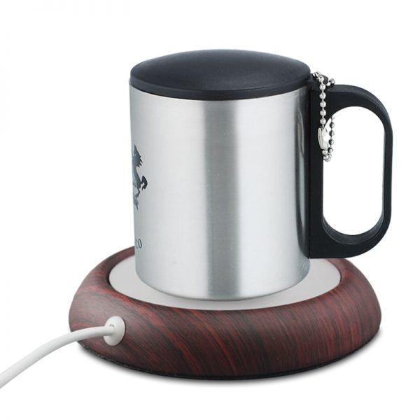 USB Warmer Cup-Pad Gadget Wood Grain Coffee Tea Drink USB Heater Tray Mug Pad Coaster Office Gift